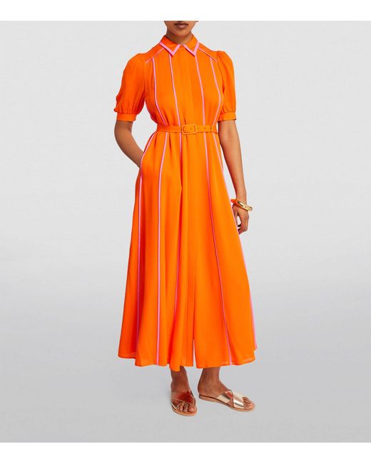 ME+EM Orange Me+em Silk Belted Maxi Dress