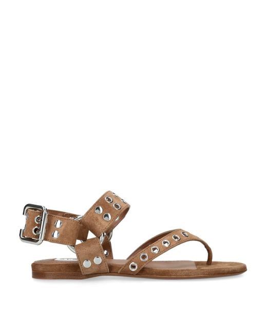 Alaïa Brown Suede Eyelet Thong Sandals