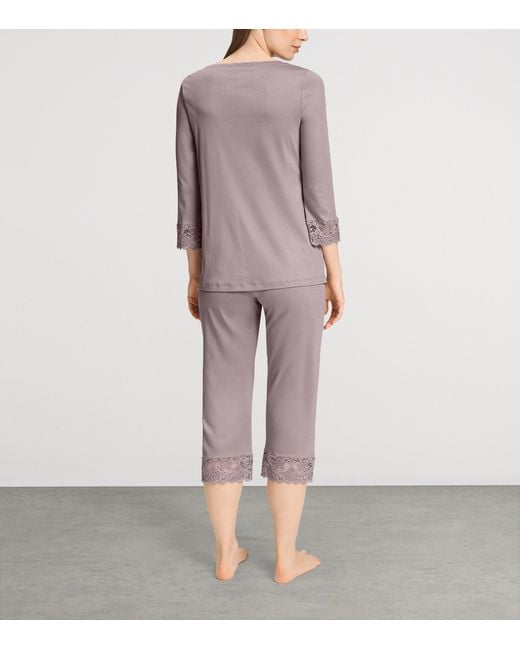 Hanro Purple Lace-Trim Moments Pyjama Set