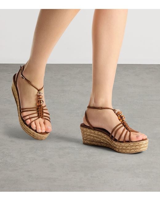 Jimmy Choo Brown Lemi 50 Suede Wedge Sandals
