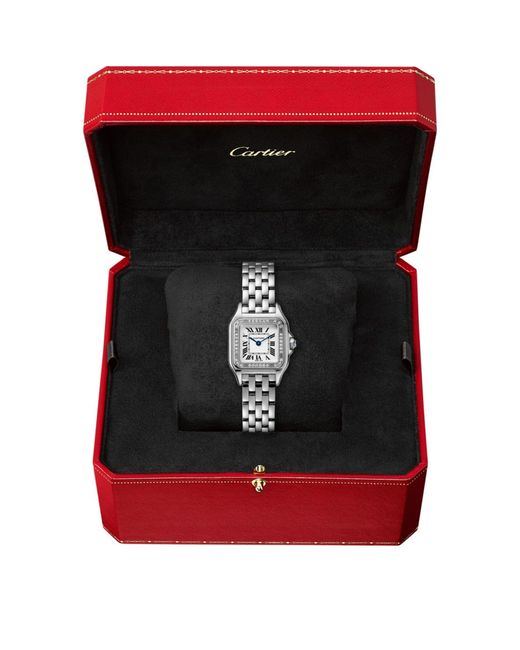 Cartier White Small Stainless Steel And Diamond Panthère De Watch 30mm