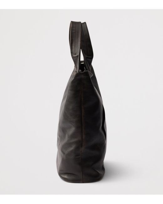 Prada Black Distressed Nappa Leather Tote Bag