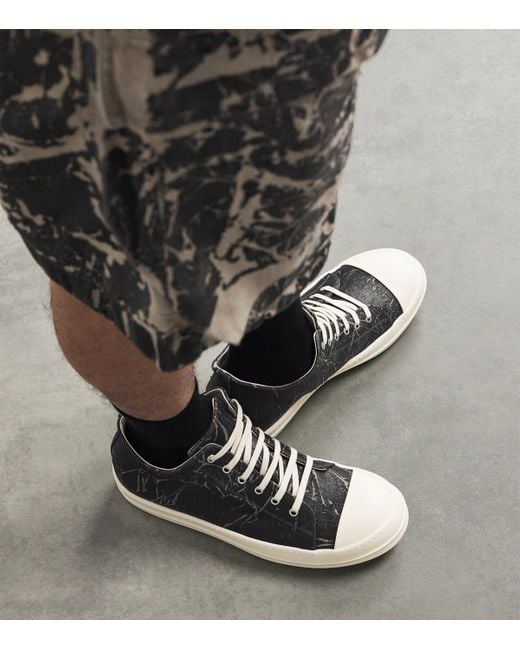 Rick Owens Black Drkshdw Megacrust Denim Classic Low-Top Sneakers for men