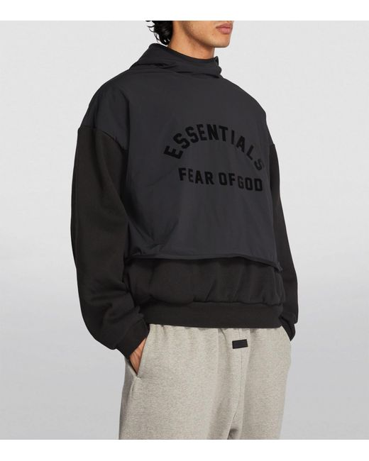 Fear Of God Black Double-layer Logo Hoodie for men