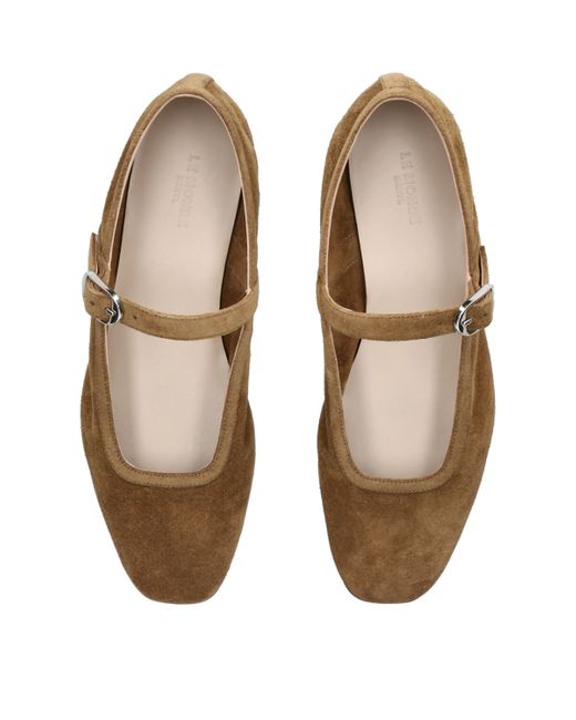Le Monde Beryl Suede Mary Jane Ballet Flats in Brown | Lyst
