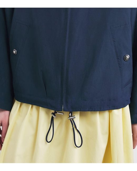 Sandro Blue Embroidered Logo Funnel-Neck Jacket