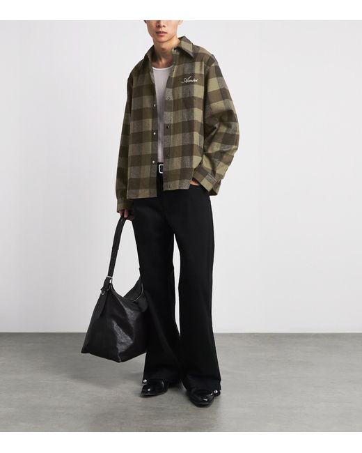 Amiri Green Cotton Flannel Check Shirt for men