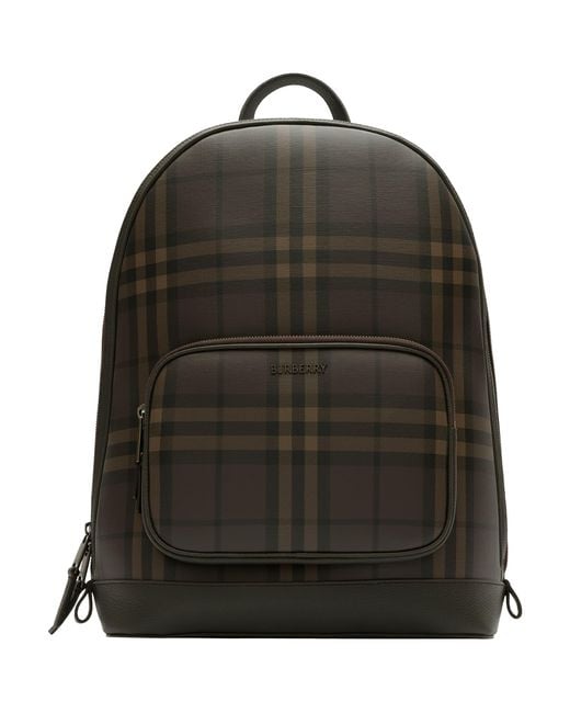 Burberry Black Canvas City Check Backpack for men