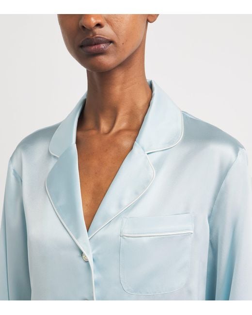 Olivia Von Halle Blue Silk Coco Pyjama Set