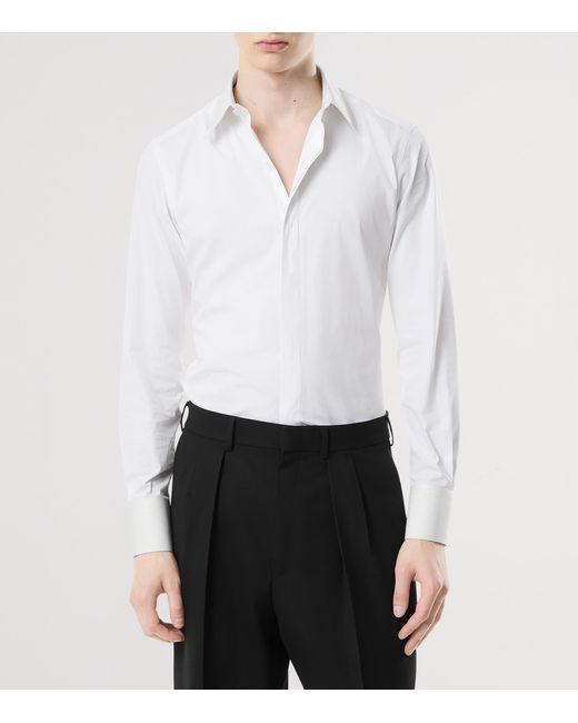 Tom Ford White Cotton Grosgrain-Collar Shirt for men