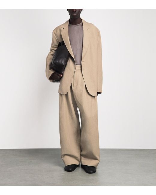 Studio Nicholson Natural Double Pleated Volume Trousers for men