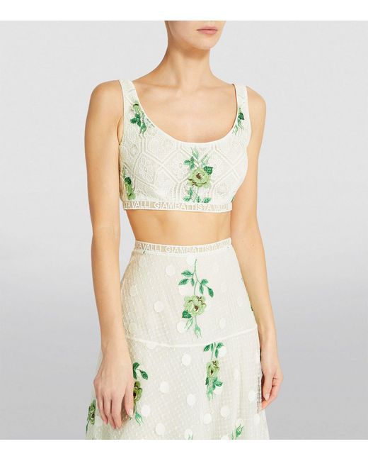 Giambattista Valli Natural Lace-detail Crop Top