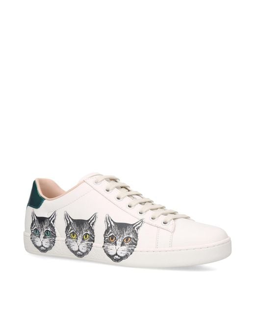 Gucci Ace Sneaker With Mystic Cat in White | Lyst