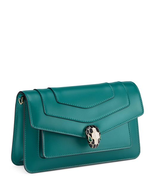 BVLGARI Green Leather Serpenti Forever East-West Shoulder Bag