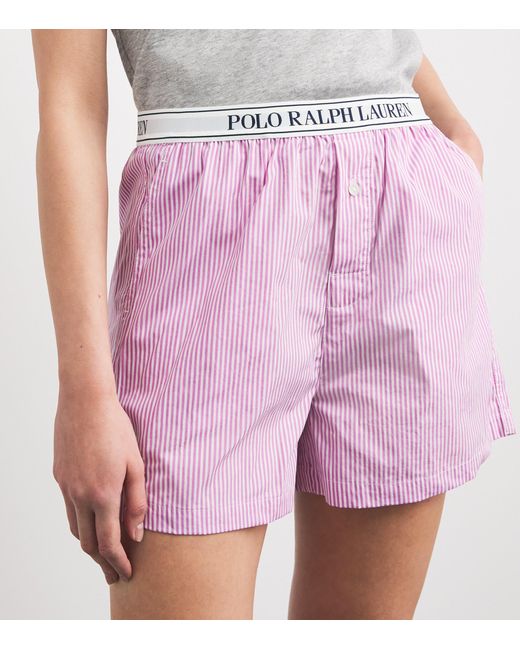Polo Ralph Lauren Purple Cotton Stripe Logo Pyjama Shorts