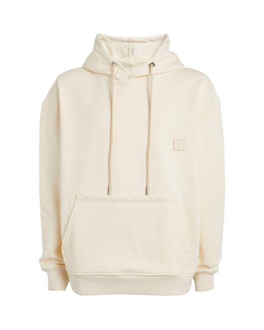 Wooyoungmi White Cotton Floral Logo Hoodie for men