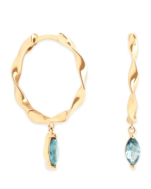 Astrid & Miyu Metallic And Alexandrite Twist Hoop Earrings