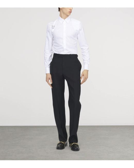 McQueen Blue Wool-Mohair Trousers for men