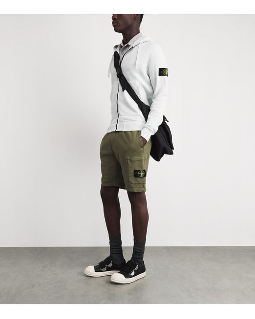 Stone Island Green Organic Cotton Sweat Shorts for men