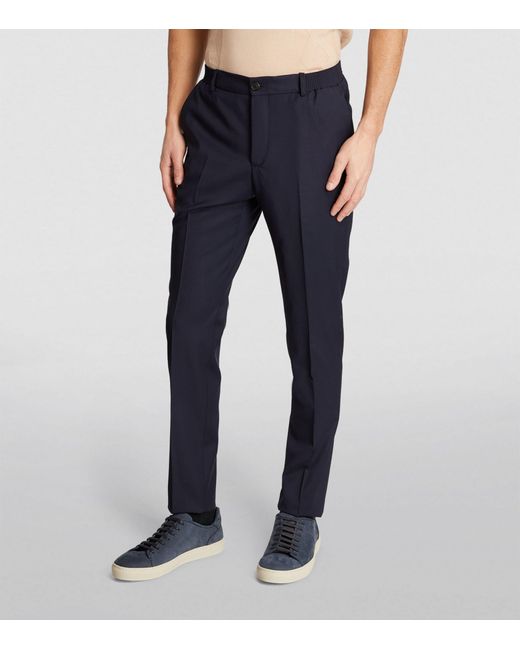Pal Zileri Blue Stretch-wool Slim Trousers for men