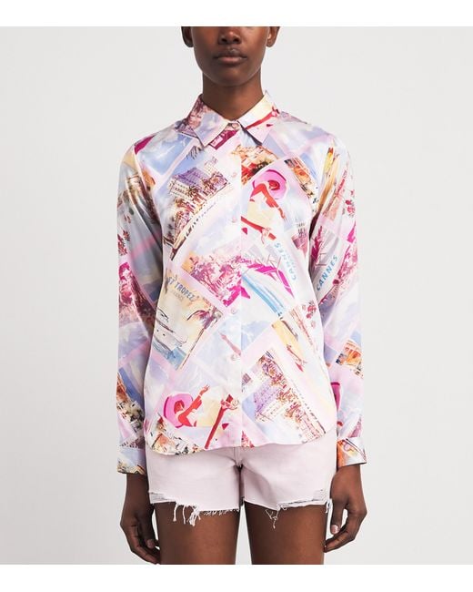 L'Agence Pink Silk Printed Tyler Blouse