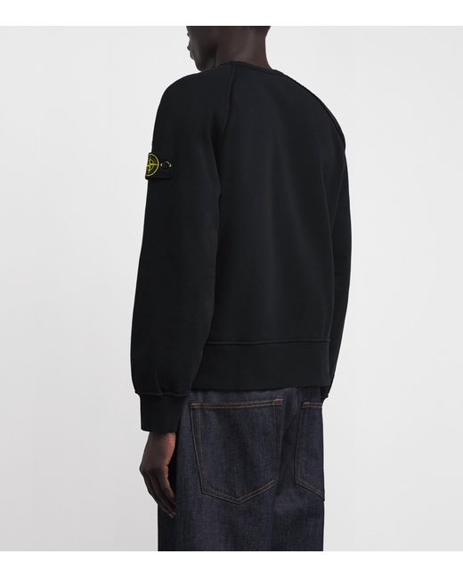 Stone Island Black Organic Cotton Raglan-Sleeve Sweatshirt for men