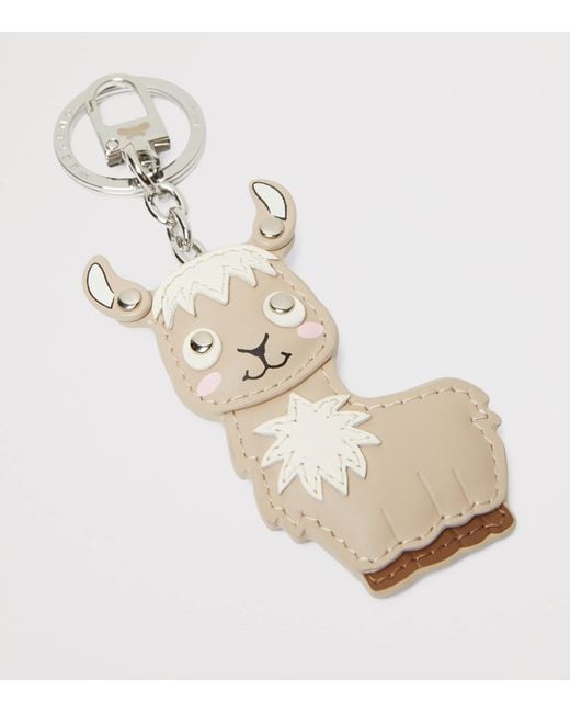 Weekend by Maxmara White Leather Llama Keyring