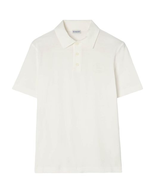Burberry White Cotton Polo Shirt for men