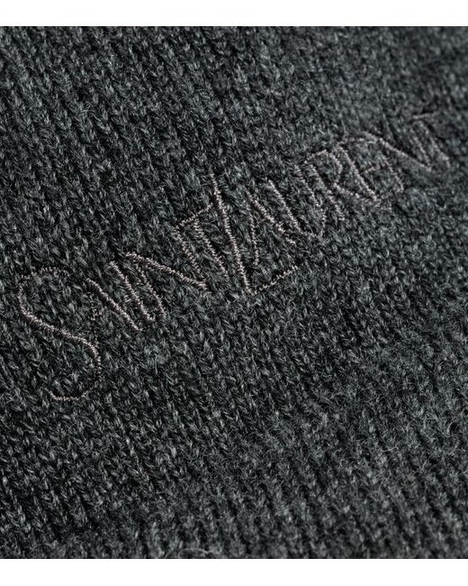 Saint Laurent Gray Knitted Wool Baseball Cap for men