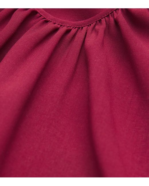 Joseph Red Wool-Blend Sheer Broca Blouse