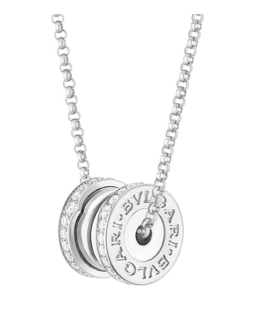 BVLGARI White And Diamond B.Zero1 Pendant Necklace