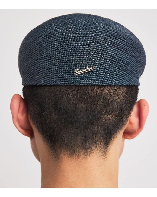 Borsalino Blue Raffia Miami Flat Beret for men