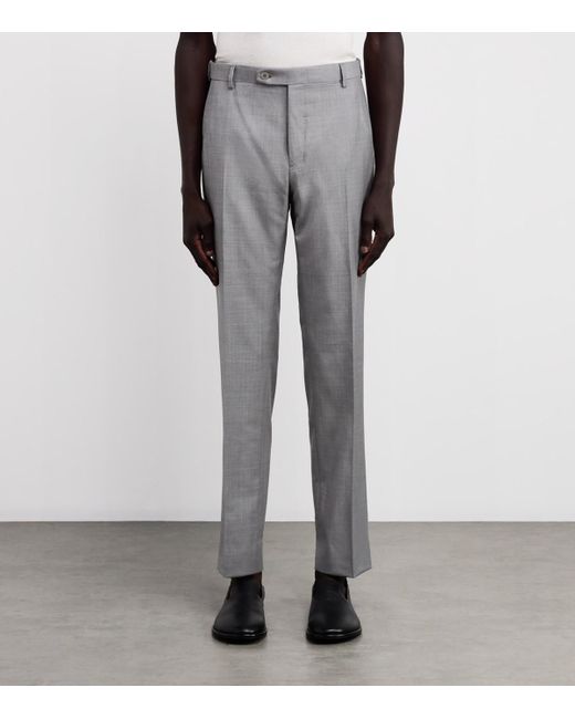 Brioni Gray Wool Straight Journey Trousers for men