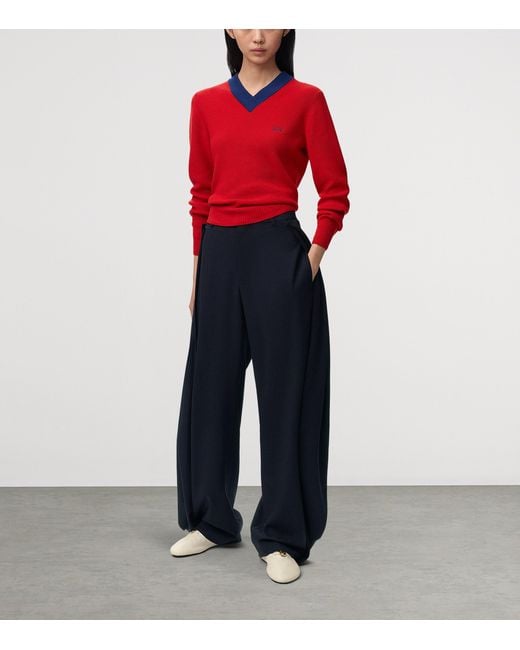 Loewe Blue Wool-Blend Pleated Trousers