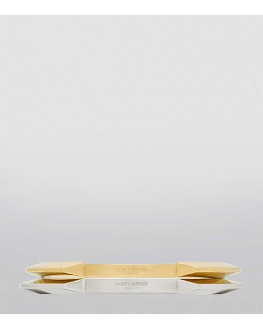 Saint Laurent Metallic Set Of 2 Peaked Cuff Bracelets for men