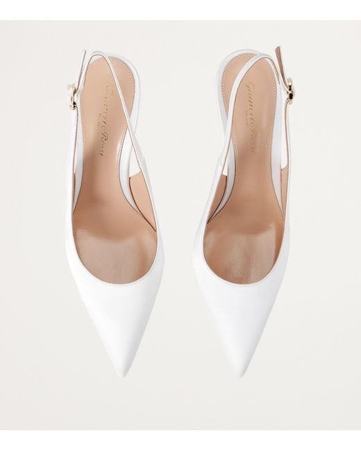 Gianvito Rossi White Leather Ribbon Slingback Pumps 85