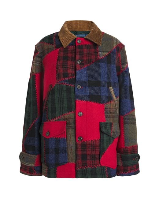 Polo Ralph Lauren Red Wool-Blend Patchwork Chore Jacket