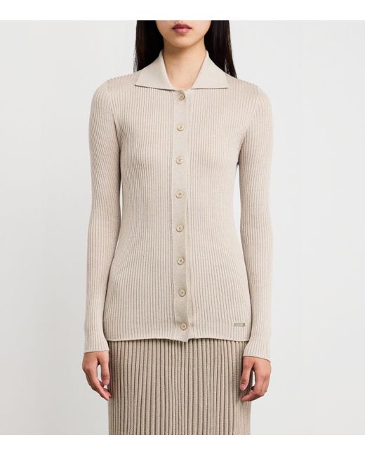 Kiton Natural Wool-Blend Shimmer Cardigan
