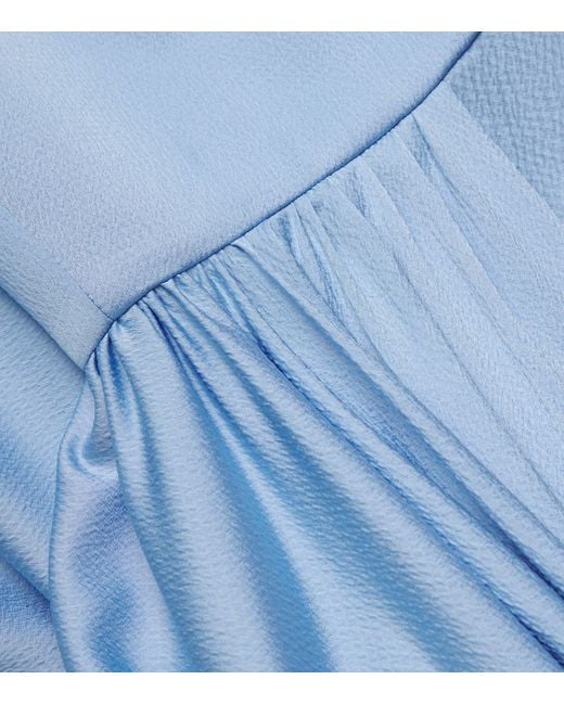 Edeline Lee Blue Charmeuse Off-The-Shoulder Philomena Gown