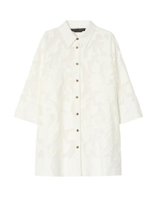 Marina Rinaldi White Floral Jacquard Tunic Shirt