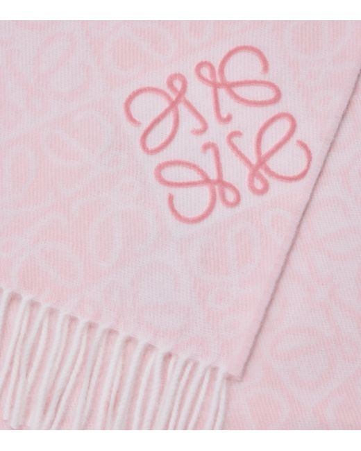 Loewe Pink Wool-Cashmere Anagram Scarf