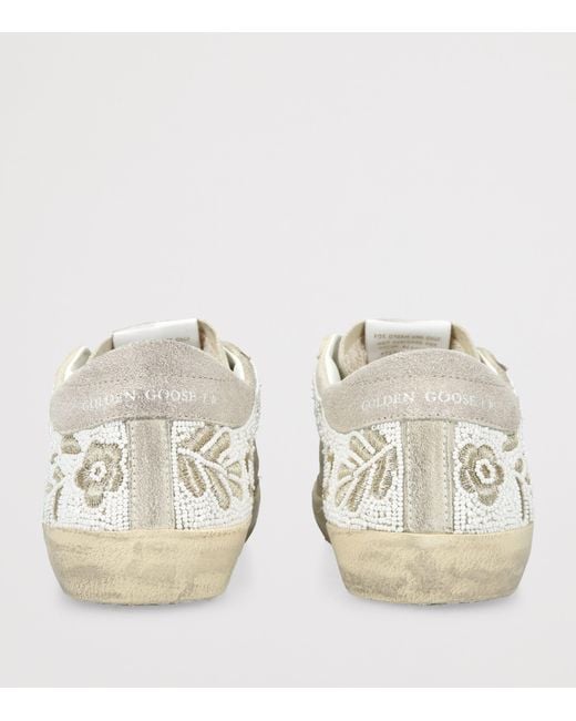 Golden Goose Deluxe Brand White Suede Embellished Super-Star Sneakers