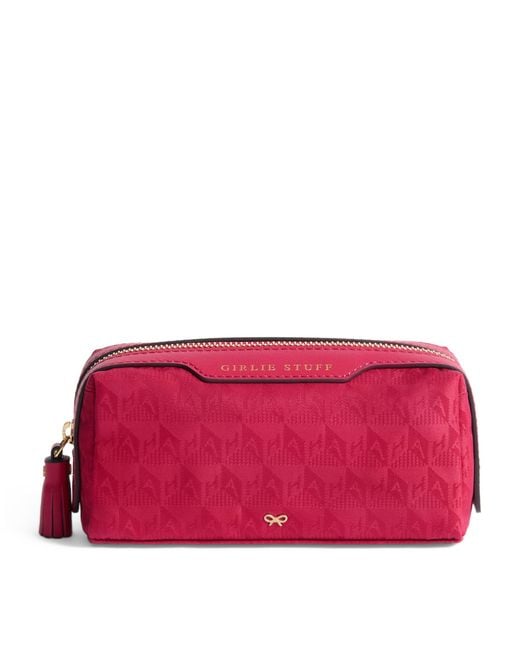 Anya Hindmarch Red Jacquard Logo Girlie Stuff Pouch