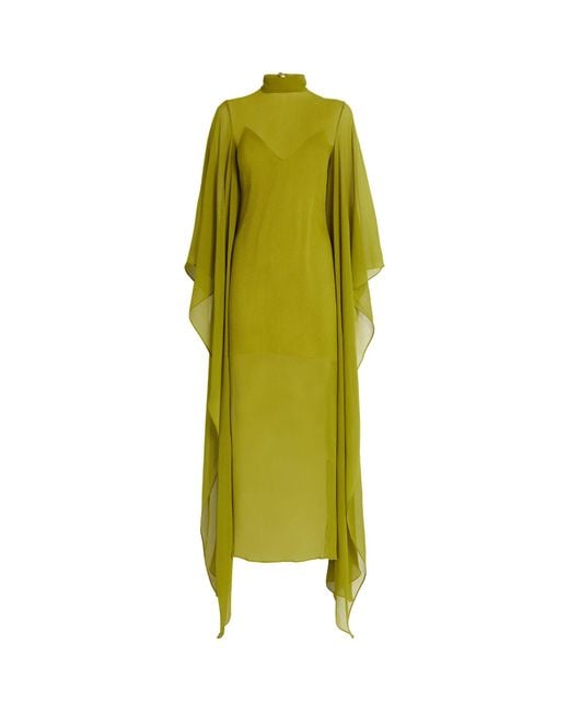 ‎Taller Marmo Green Silk Lanzarote Kaftan Maxi Dress