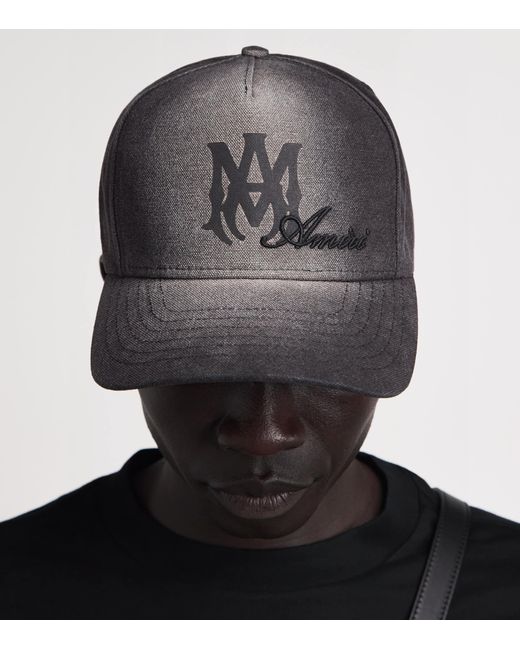 Amiri Gray Logo Script Baseball Cap for men