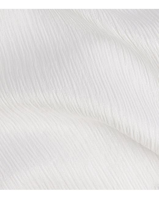 Eskandar White Silk Plissé Scoop-Neck Top