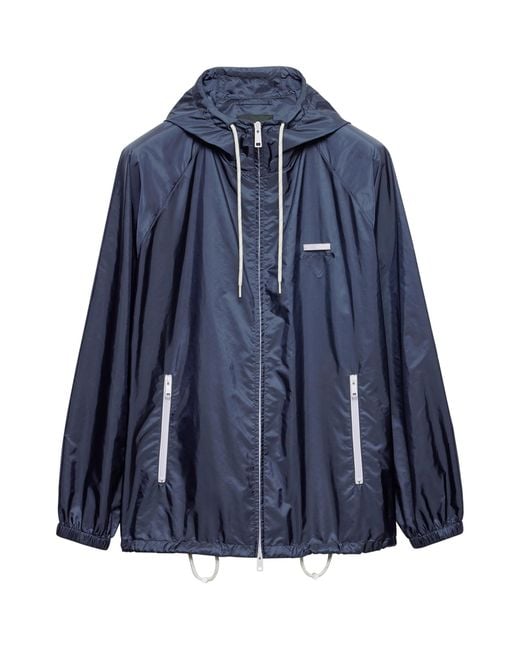 Prada Blue Re-Nylon Hooded Oversized Jacket for men