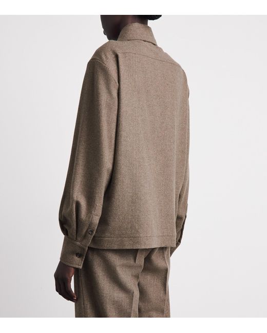 Kiton Brown Virgin Wool-Cashmere Overshirt