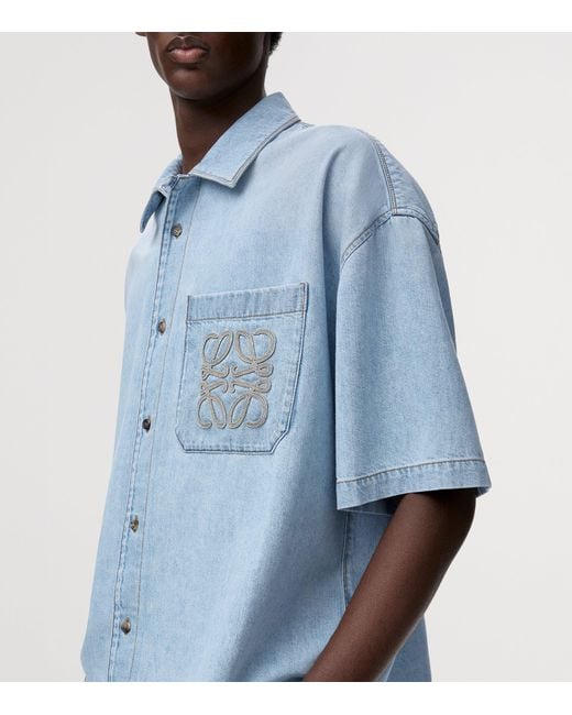 Loewe Blue X Paula's Ibiza Denim Anagram Short-Sleeve Shirt for men