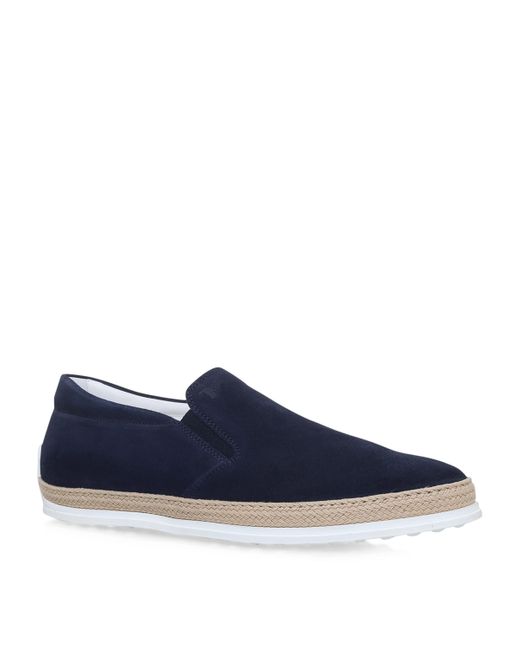 Tod's Blue Suede-Raffia Skate Shoes for men